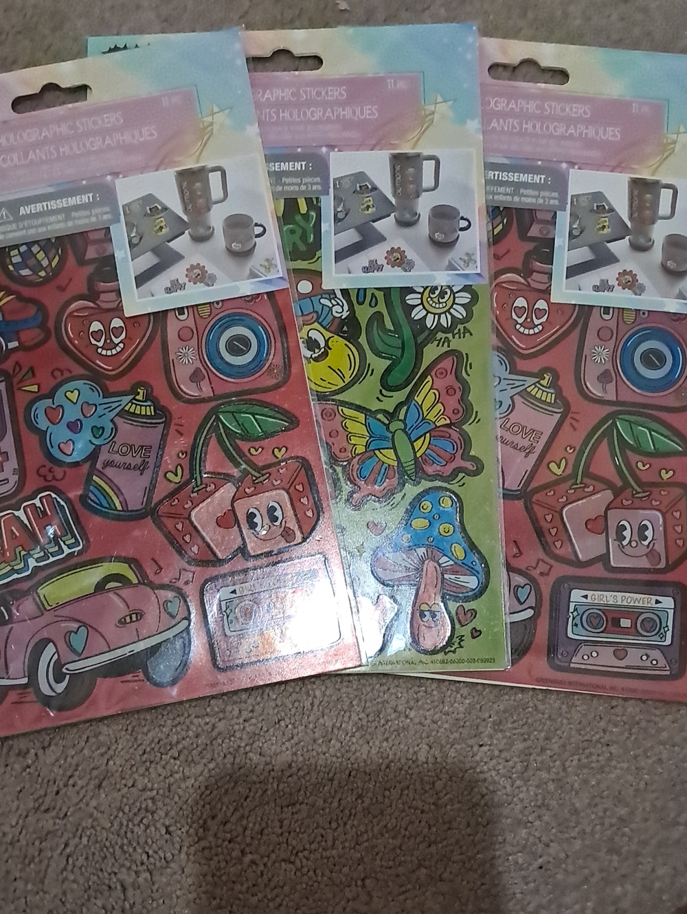 Holographic Sticker Sheets - Colorful Retro Cartoon Designs
